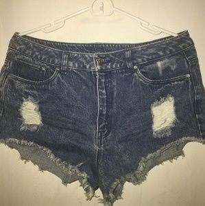 Trendy ripped jean shorts
